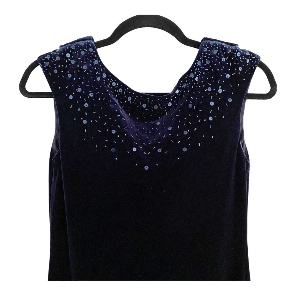 JR NITES By Caliendo Navy Sequined Velvet Dress